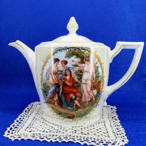 Union T jelzésű, Csehszlovák gyöngyházfényű porcelán teáskanna