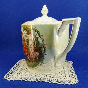 Union T jelzésű, Csehszlovák gyöngyházfényű porcelán teáskanna
