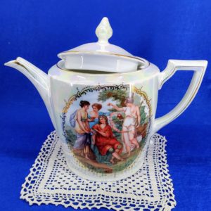 Union T jelzésű, Csehszlovák gyöngyházfényű porcelán teáskanna