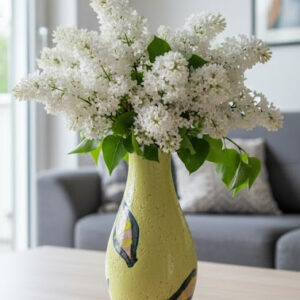 Retro sárga váza a nappali asztalán