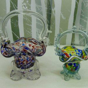 2 darab Cseh üveg kosárka