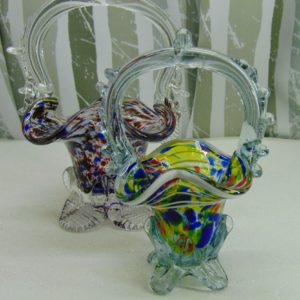 2 darab Cseh üveg kosárka