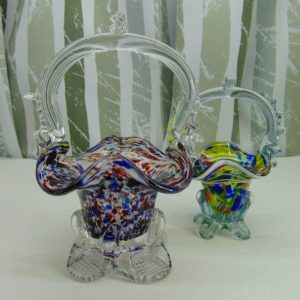 2 darab Cseh üveg kosárka