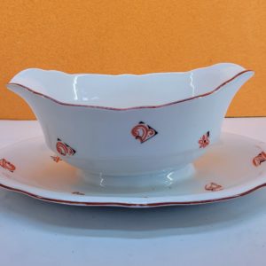 Zsolnay szószos porcelán hajó