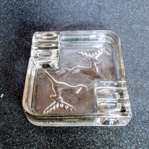 Retro üveg szarvasmintás hamutartó