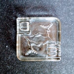 Retro üveg szarvasmintás hamutartó