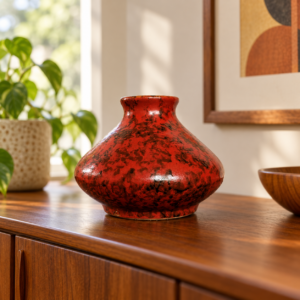 Kisméretű öblös Tófej kerámiaváza / Small Rounded Tófej Pottery Vase – illusztratív élőkép / illustrative lifestyle image