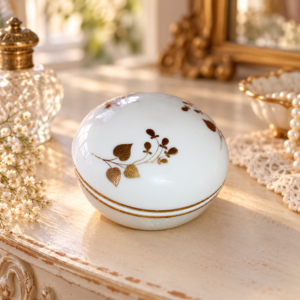 Aranydíszes porcelán ékszertartó / Porcelain Trinket Box with Gold Decoration – illusztratív élőkép / illustrative lifestyle image