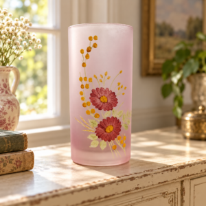 Dombormintás festett üvegváza / Painted Glass Vase with Relief Decoration – illusztratív élőkép / illustrative lifestyle image