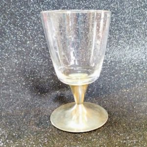 Vintage alpakka talpú csiszolt 6 darabos üvegpohár készlet