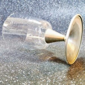 Vintage alpakka talpú csiszolt 6 darabos üvegpohár készlet