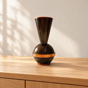 Festett réz miniváza rézszínű sávokkal / Small Painted Copper Vase with Copper-Coloured Bands – illusztratív élőkép / illustrative lifestyle image
