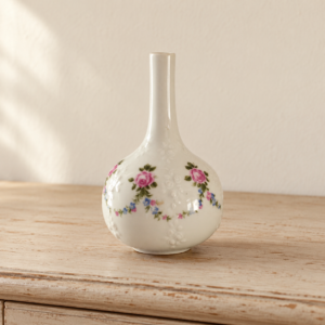Wallendorf porcelán szálváza rózsamintával / Wallendorf Porcelain Bud Vase with Rose Decoration – illusztratív élőkép / illustrative lifestyle image