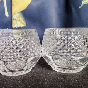 Vintage rombuszmintás kristály kompótos tálka pár