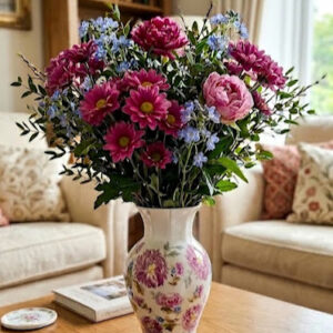 Egy csokor szép virág Zsolnay vázában