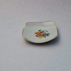 Hollóháza, Hollóházi porcelán, mini tálka, virágmintás, aranyszegély, vintage porcelán, gyűrűtartó, ékszertartó, kis dísztálka, retro porcelán, Hungarian porcelain, floral pattern, gold rim, miniature dish, ring holder