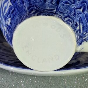Wood & Sons, England, blue and white china, transferware, Rural Scene, English countryside, vintage teacup, blue floral, old English porcelain, kék-fehér csésze, angol porcelán, vintage teáskészlet.
