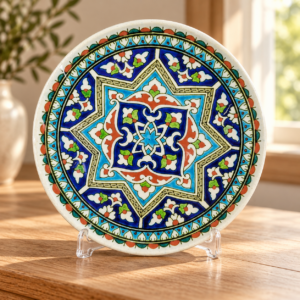 Kézzel festett török kerámia dísztányér / Hand-Painted Turkish Ceramic Decorative Plate – illusztratív élőkép / illustrative lifestyle image
