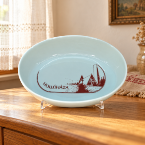 Hollóháza emlék – ovális porcelántálka / Hollóháza Souvenir Oval Porcelain Dish – illusztratív élőkép / illustrative lifestyle image