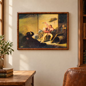 Adriaen van Ostade: Verekedő kártyások – keretezett reprodukció / Adriaen van Ostade: Brawling Card Players – Framed Reproduction – illusztratív élőkép / illustrative lifestyle image